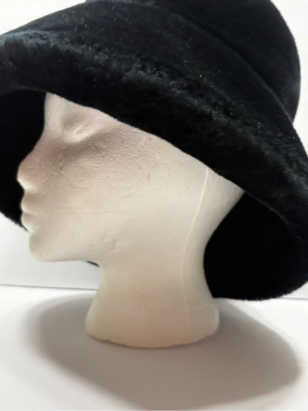 Vintage Betmar Black Faux Fur Bucket Hat